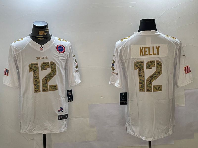 Men Buffalo Bills #12 Kelly White Come 2024 Nike Limited NFL Jersey style 2